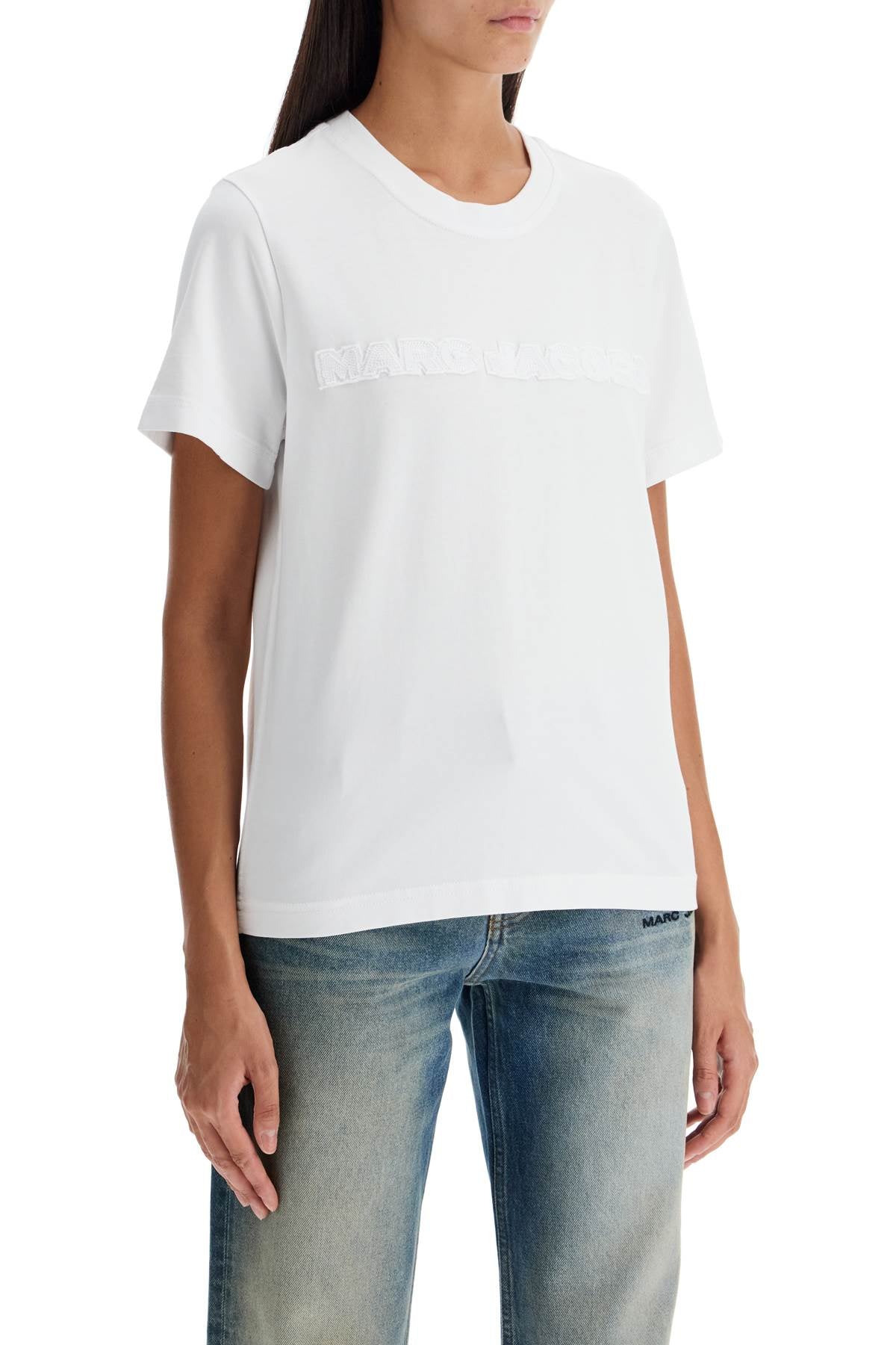 T-shirt With Patch Logo Design  - White