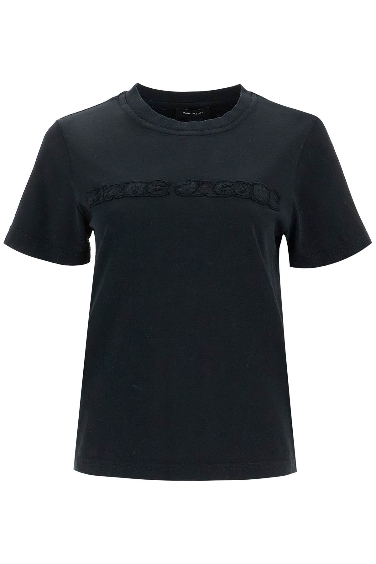 T-shirt With Patch Logo Design  - Black