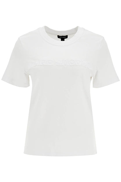 T-shirt With Patch Logo Design  - White