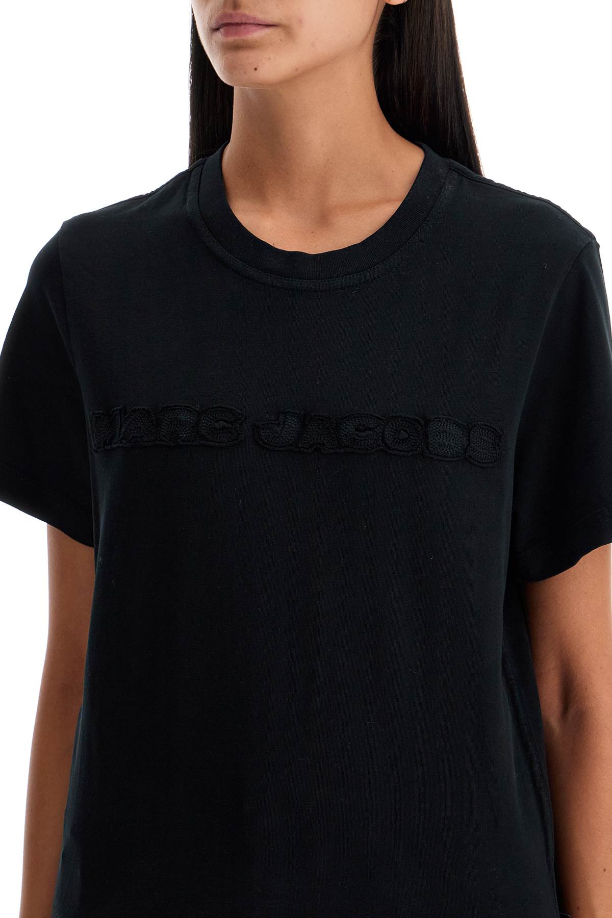 T-shirt With Patch Logo Design  - Black