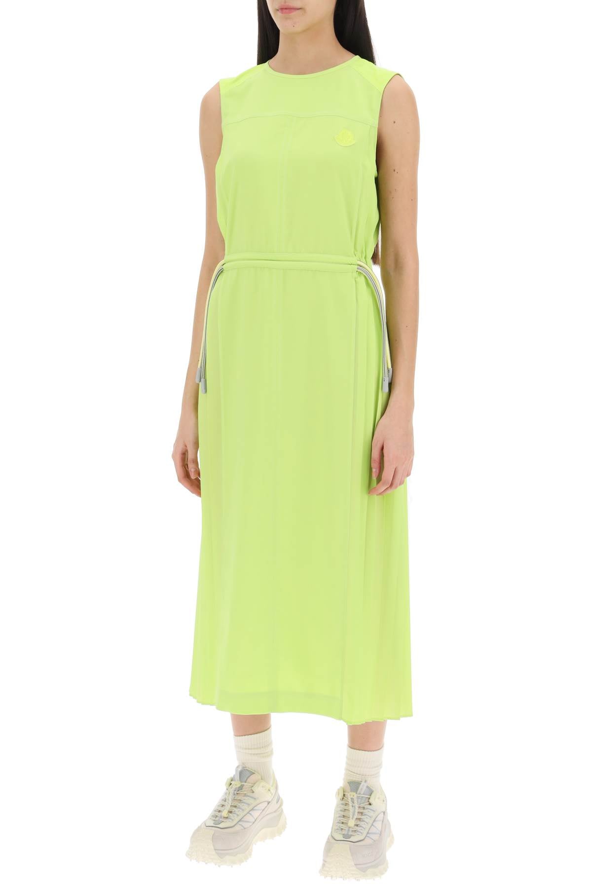 Column Dress With Pleated Detailing  - Green