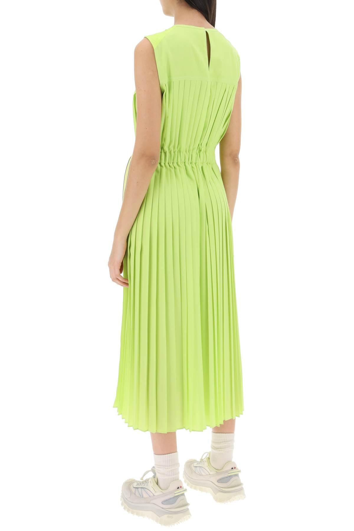 Column Dress With Pleated Detailing  - Green