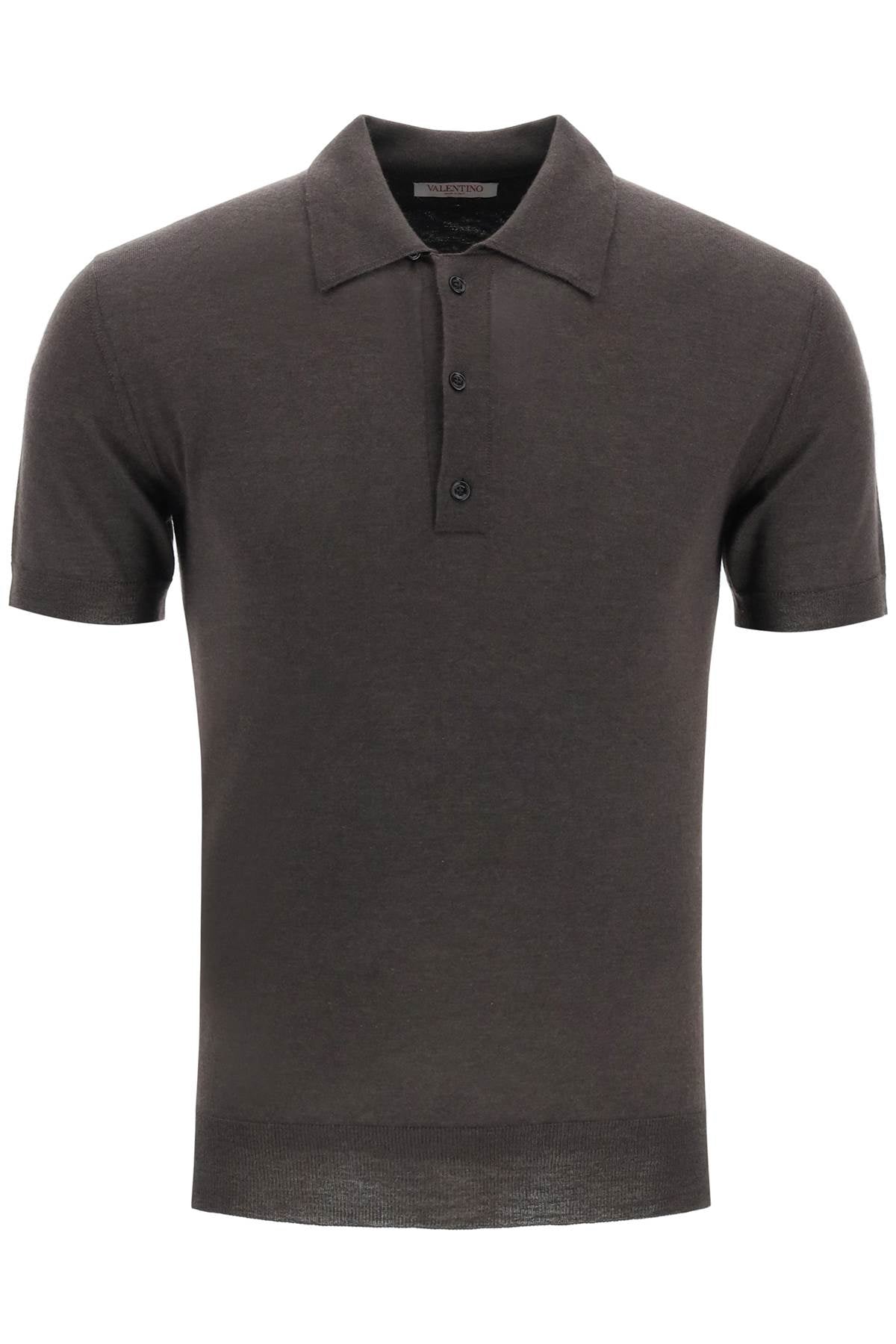 Cashmere And Silk Knit Polo Shirt  - Marrone