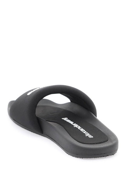 Logo Strap Slipper With Branded  - Black