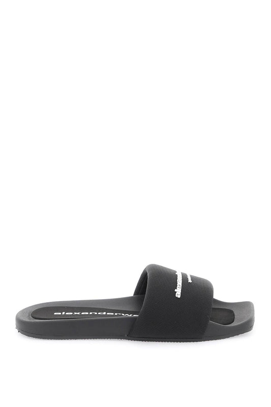 Logo Strap Slipper With Branded  - Black