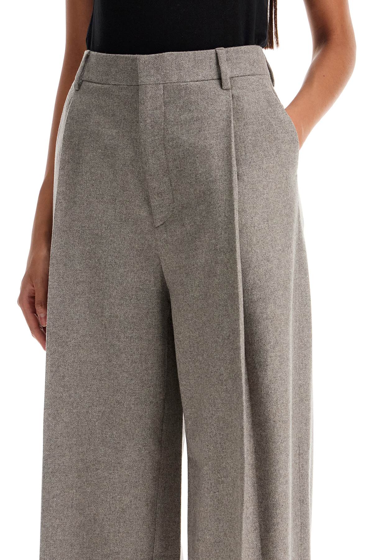 Wide Leg Flannel Trousers For Men Or  - Grey