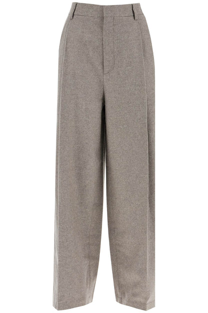 Wide Leg Flannel Trousers For Men Or  - Grey