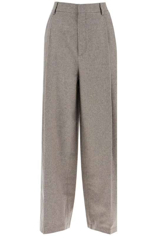 Wide Leg Flannel Trousers For Men Or  - Grey