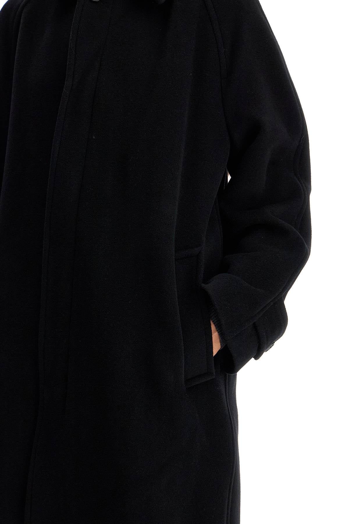 Woolen Car Coat For  - Black