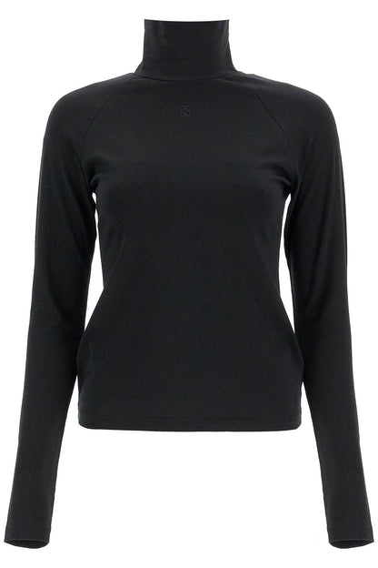 Top A Collo Alto In Cotone  - Black