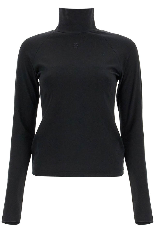 Top A Collo Alto In Cotone  - Black