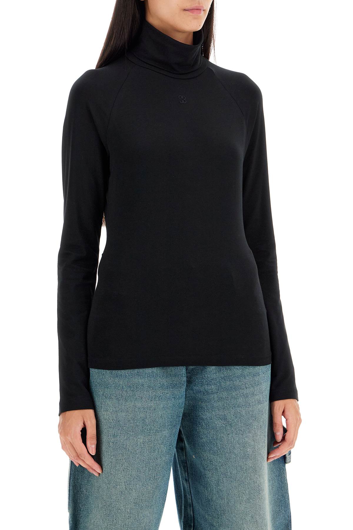 Top A Collo Alto In Cotone  - Black