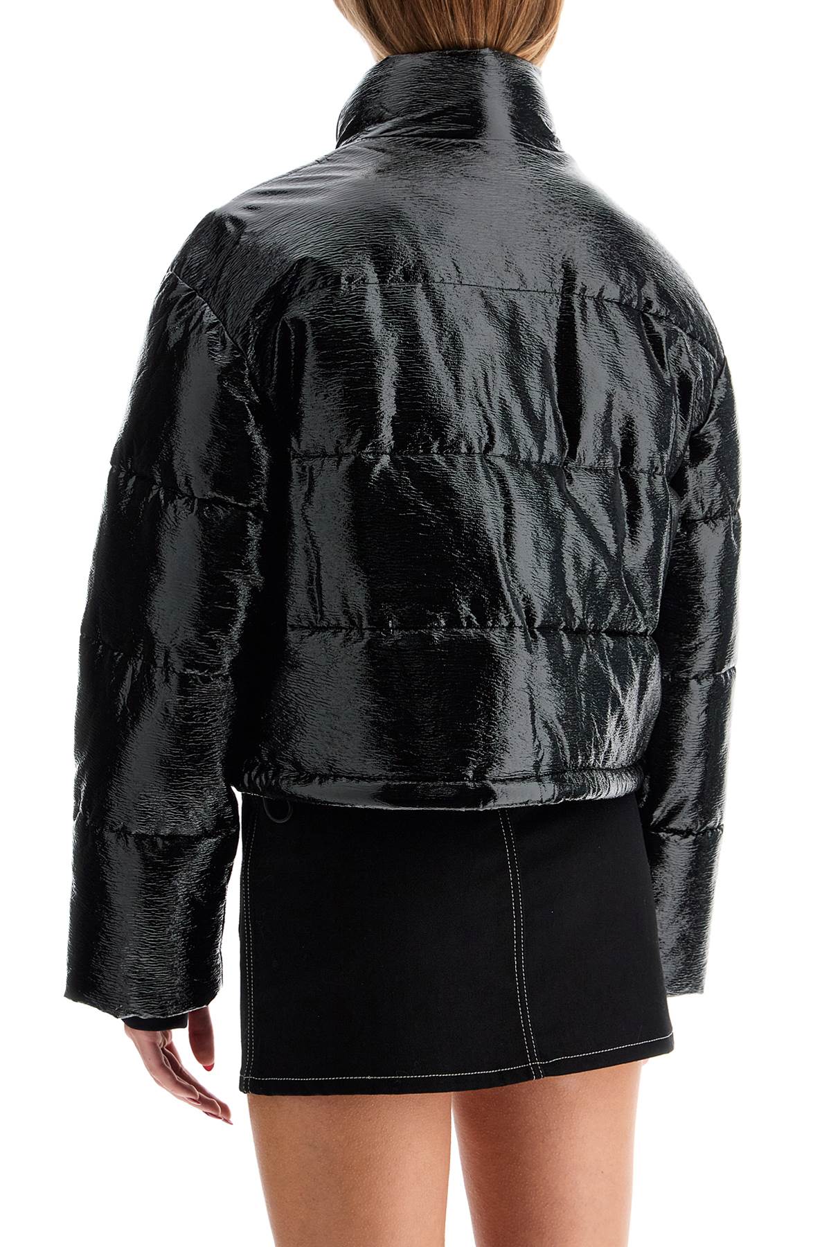 Padded Vinyl Jacket For Stylish  - Black