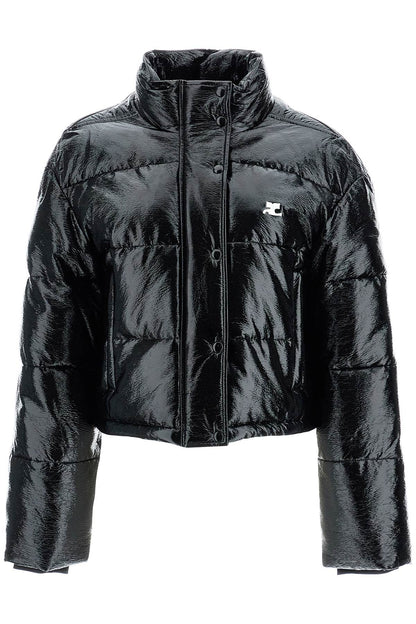 Padded Vinyl Jacket For Stylish  - Black