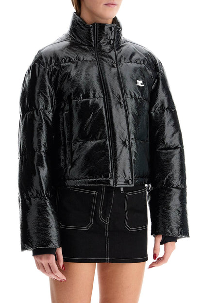 Padded Vinyl Jacket For Stylish  - Black