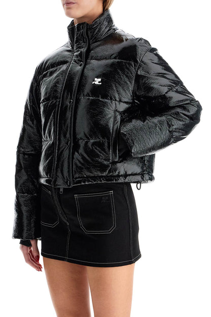 Padded Vinyl Jacket For Stylish  - Black