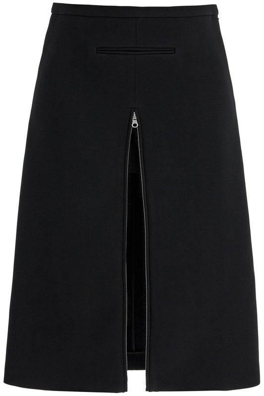 Midi Twill Skirt With Zipper  - Black