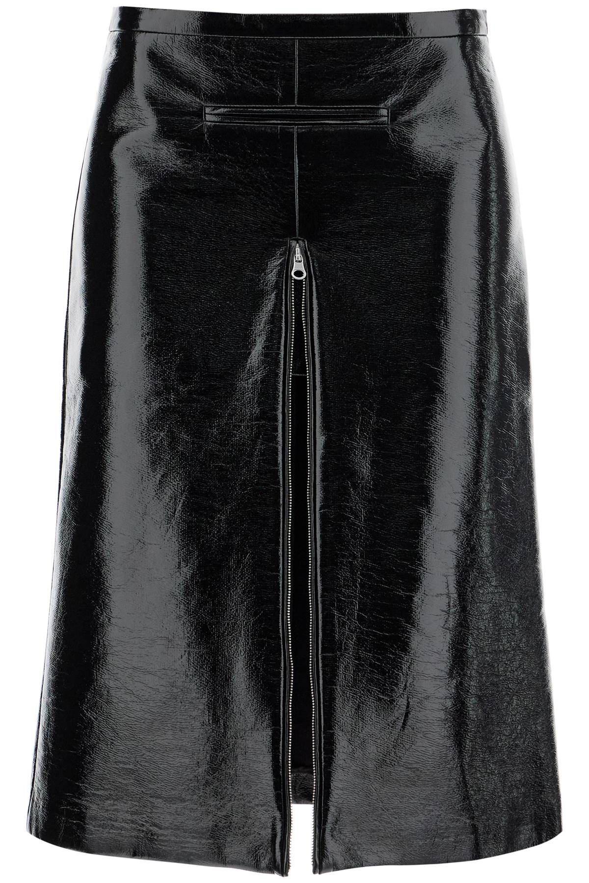 Vinyl Midi Skirt In Seven  - Black