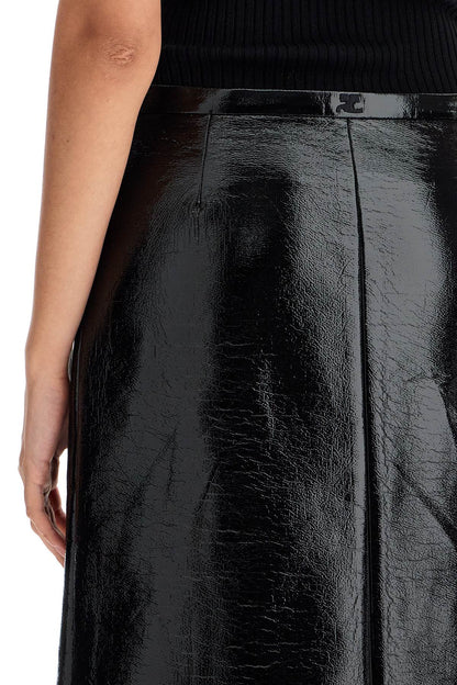 Vinyl Midi Skirt In Seven  - Black