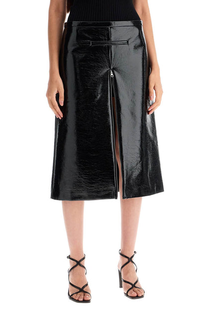 Vinyl Midi Skirt In Seven  - Black