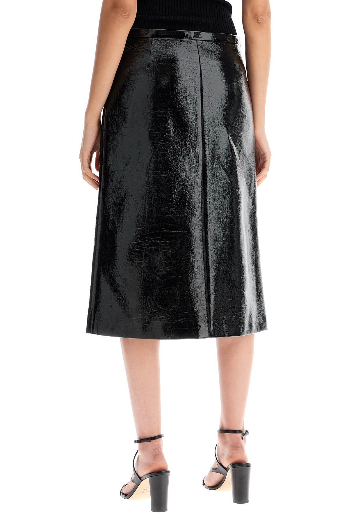 Vinyl Midi Skirt In Seven  - Black