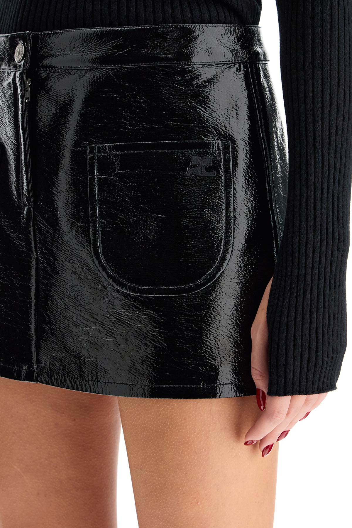 Mini Skirt With Pockets  - Black