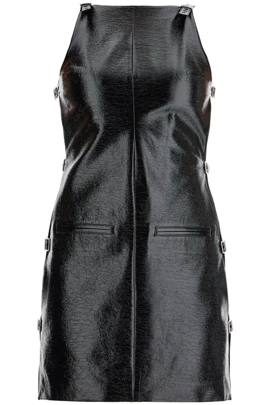 'mini Vinyl Dress With Buckles'  - Black