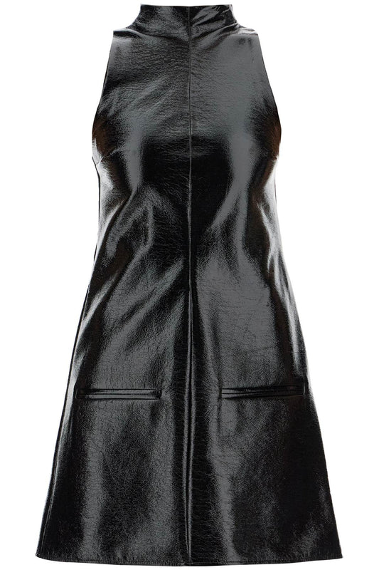 Vinyl Effect Mini Dress  - Black