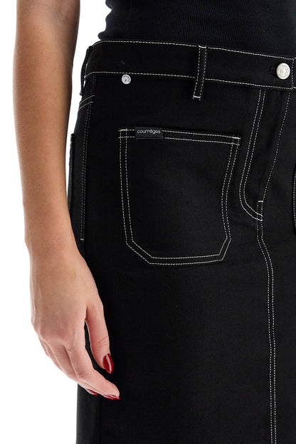 Denim Midi Skirt In Seven  - Black