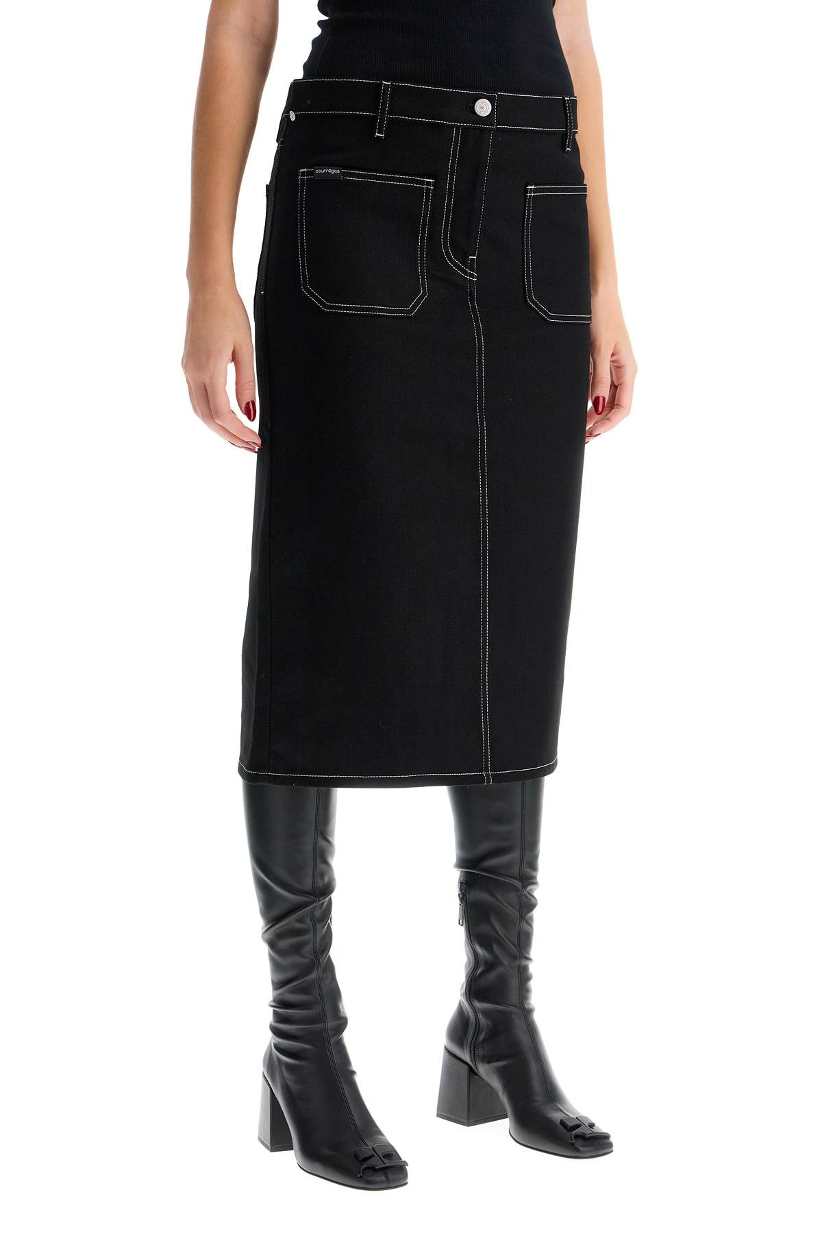 Denim Midi Skirt In Seven  - Black