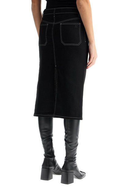 Denim Midi Skirt In Seven  - Black