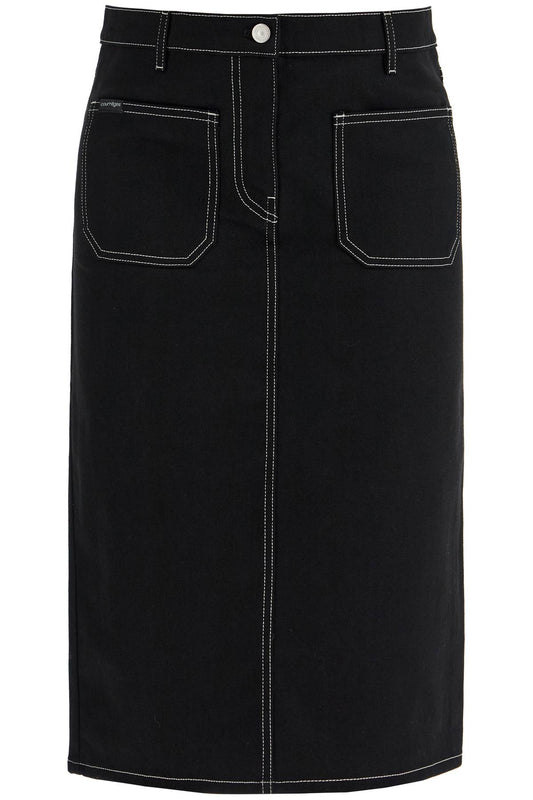 Denim Midi Skirt In Seven  - Black