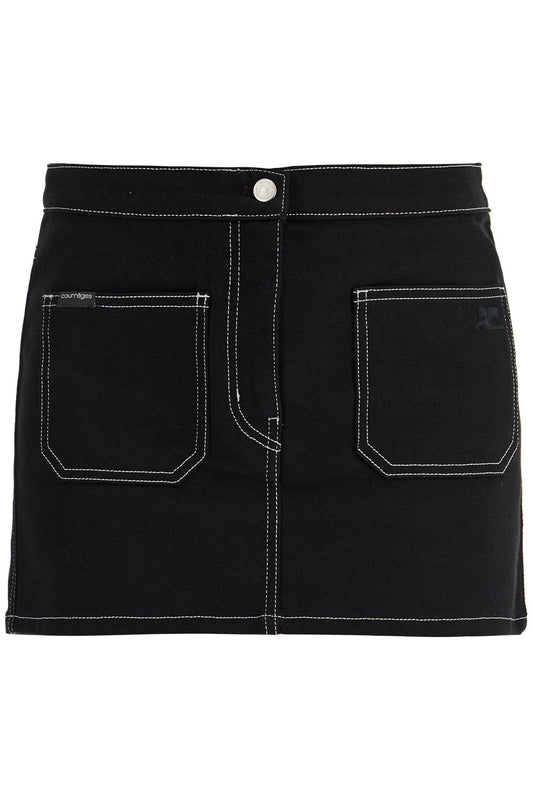 Denim Mini Skirt  - Black