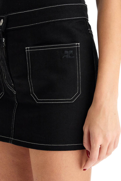 Denim Mini Skirt  - Black