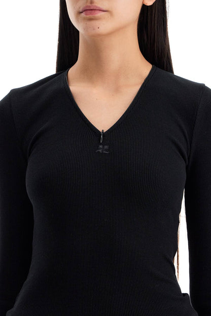 Fitted Long-sleeve Top  - Black