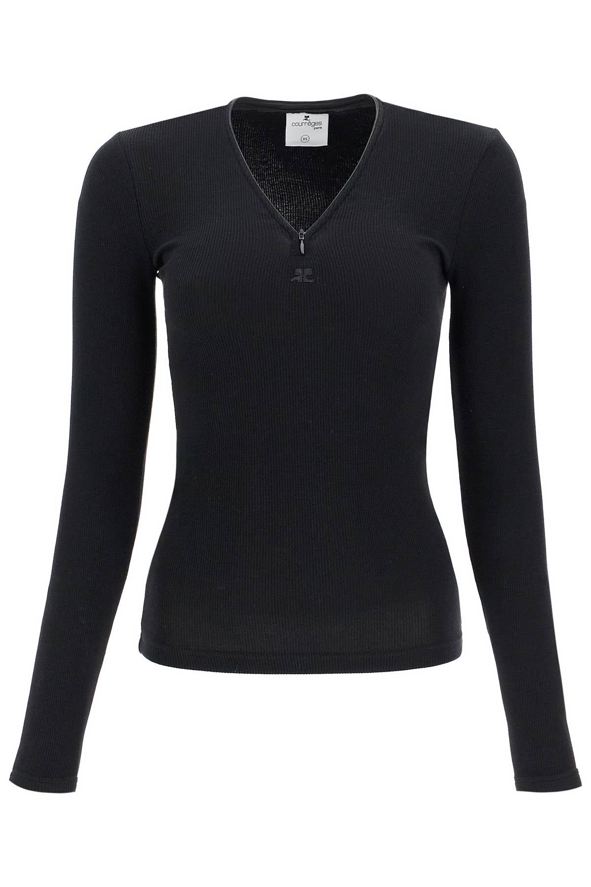 Fitted Long-sleeve Top  - Black