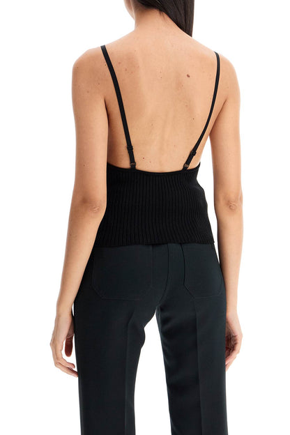 Ribbed Sleeveless Top With  - Black