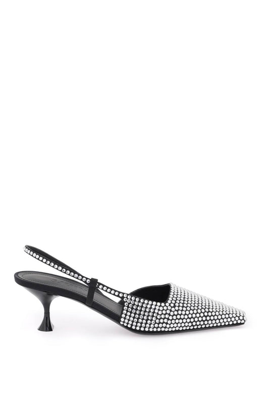 Slingback Pumps With Crystals  - Nero