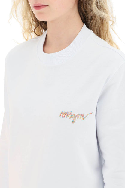 Multicolored Logo Embroidery Sweatshirt  - Bianco