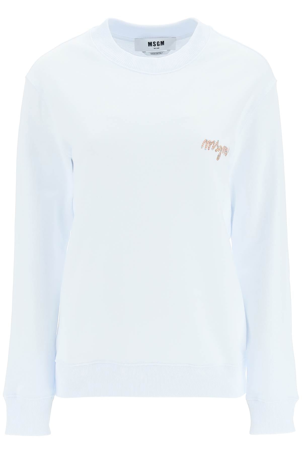 Multicolored Logo Embroidery Sweatshirt  - Bianco