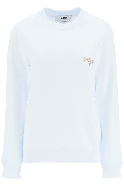 Multicolored Logo Embroidery Sweatshirt  - Bianco