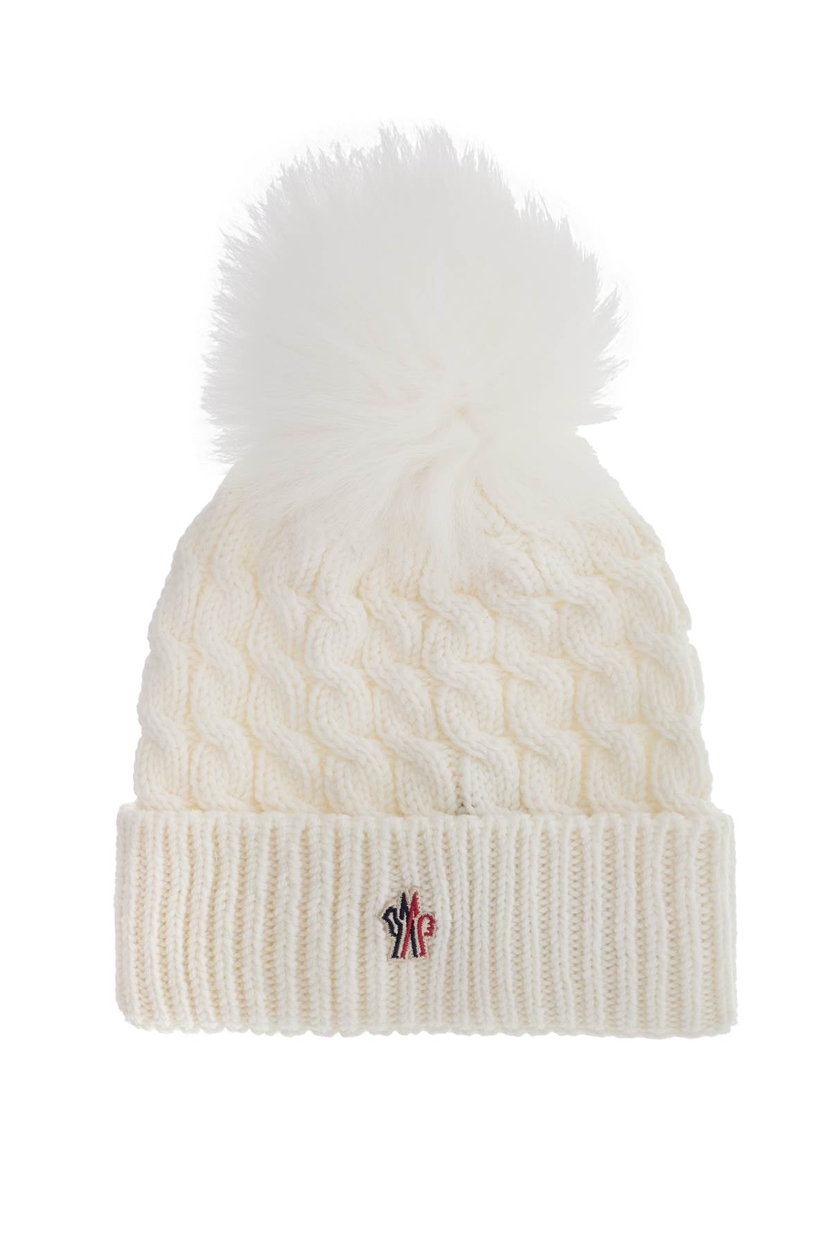 Wool Beanie Hat With Pom Pom.  - White