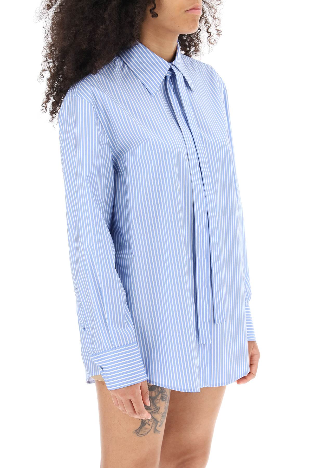 Striped Poplin Shirt  - White