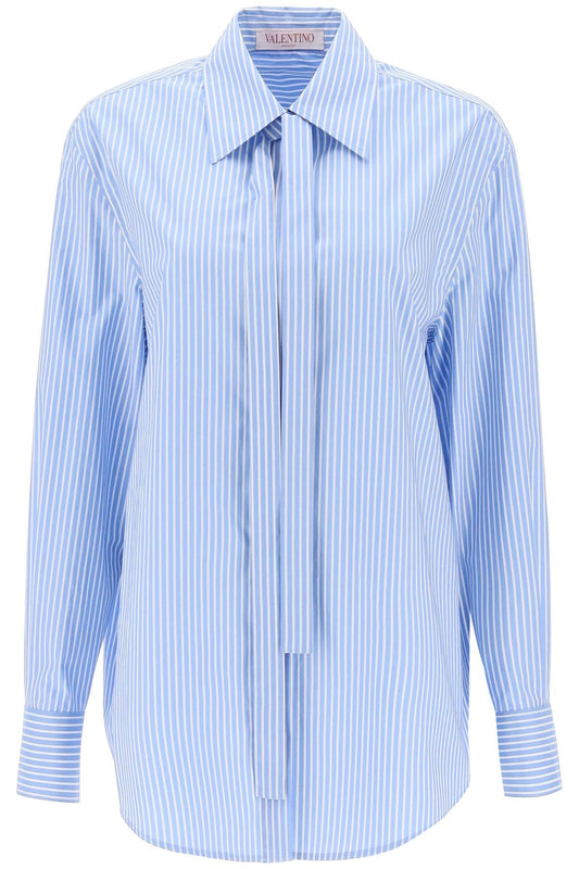 Striped Poplin Shirt  - White