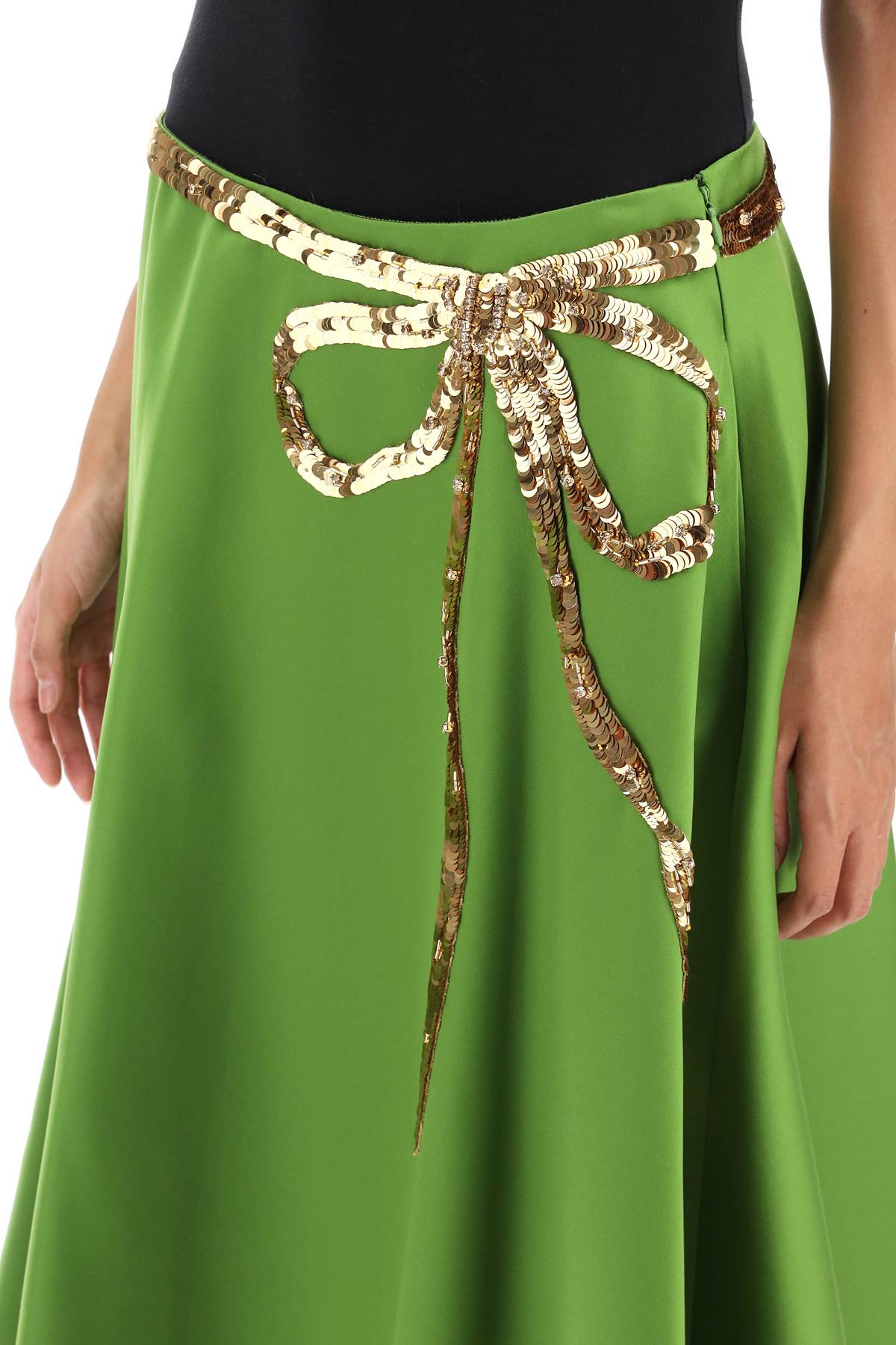 Techno Duchesse A-line Skirt With Sequin-studded Bow  - Verde