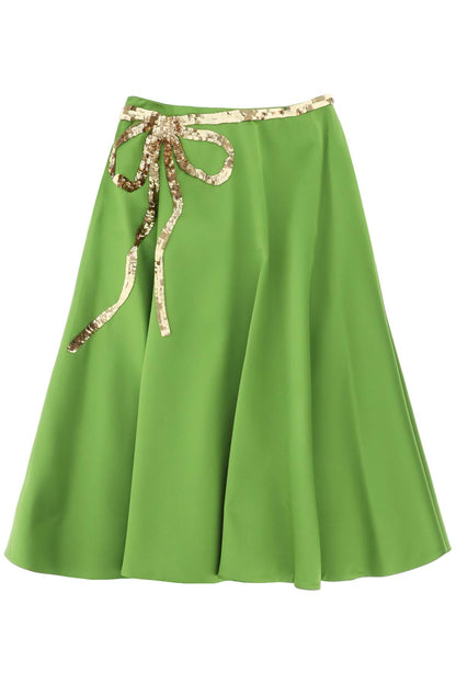 Techno Duchesse A-line Skirt With Sequin-studded Bow  - Verde