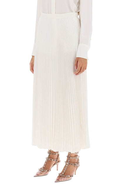 Silk Jacquard Toile Iconographe Pleated Skirt  - White