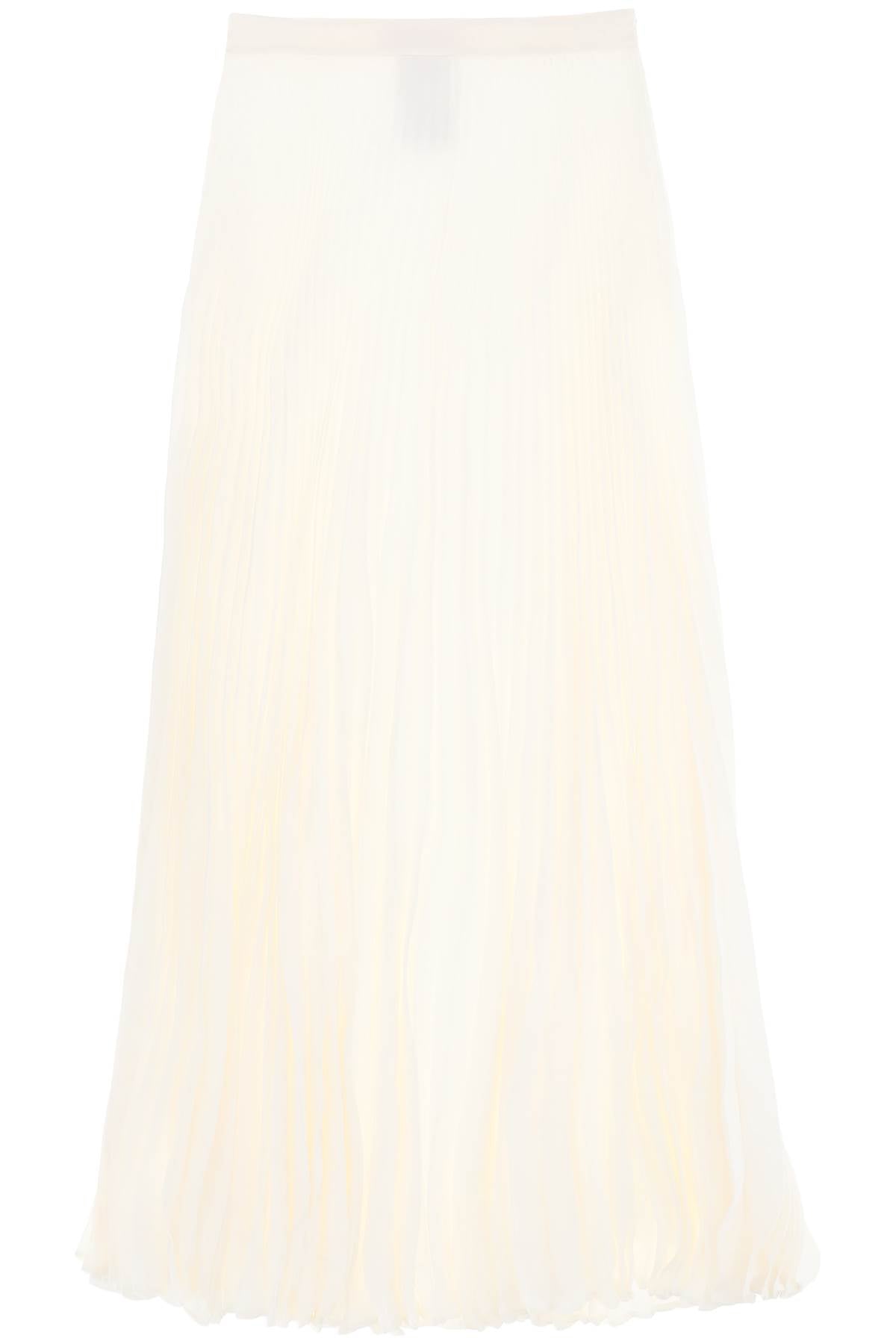 Silk Jacquard Toile Iconographe Pleated Skirt  - White