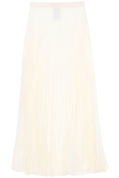 Silk Jacquard Toile Iconographe Pleated Skirt  - White