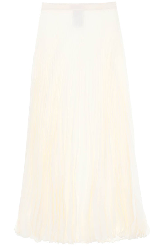 Silk Jacquard Toile Iconographe Pleated Skirt  - White